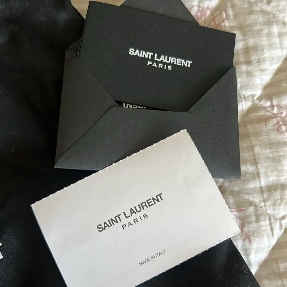 NWT Saint Laurent Black Croc Embossed WOC Bag with Gold Logo and removable chain - Picture 9 of 10